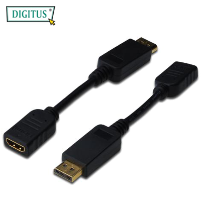 DIGITUS AK-340400-001-S DisplayPort (DP) - HDMI Adaptör Kablosu, DP Erkek - HDMI tip A Dişi