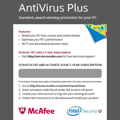 INTEL McAfee Anti-Virus Plus, PC için ödüllü AntiVirus Yazılımı (1 yıllık)