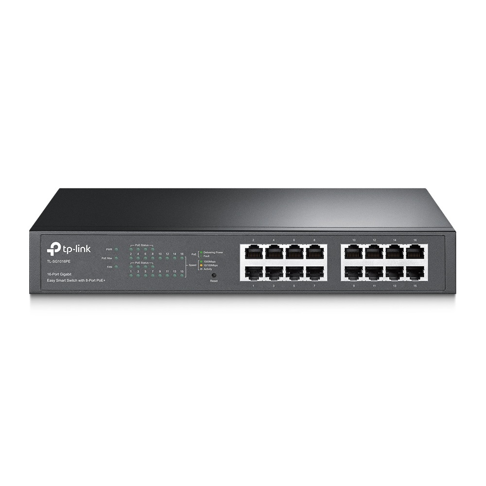 TP-LINK TL-SG1016PE 16-Port Gigabit Easy Smart PoE Switch with 8-Port PoE+ / Omada Runrate