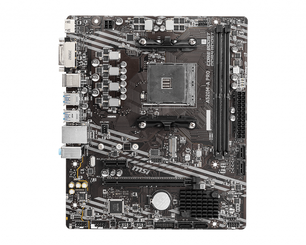 MSI A520M-A PRO AM4 DDR4 4600(OC) DVI HDMI M.2 USB3.2 MATX