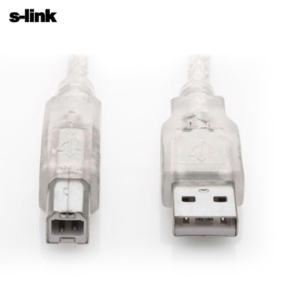 S-LINK SL-U2005, 5 Metre, Şeffaf, USB Yazıcı Kablosu