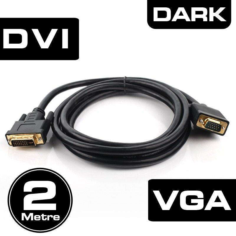 DARK (DK-CB-DVIXVGAL200), (Erkek/Erkek), DVI VGA Kablosu, 2mt