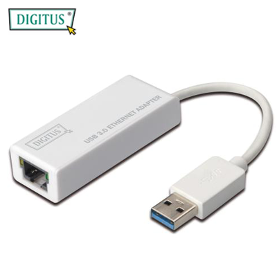 DIGITUS DN-3023, USB 3.0 Gigabit Ethernet Adaptörü, 1 x 10/100/1000 RJ45 Dişi Yuva, USB-A Erkek Konnektör