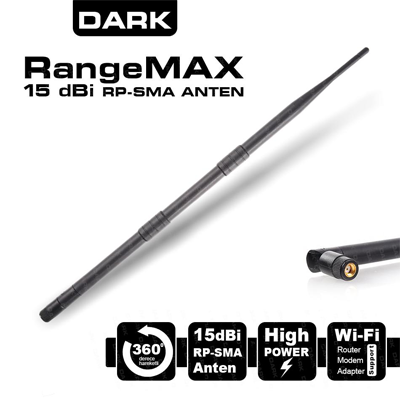 DARK RangeMax DK-NT-WA15, 15 dBi Anten (RP-SMA Bağlantılı tüm cihazlar ile uyumlu)