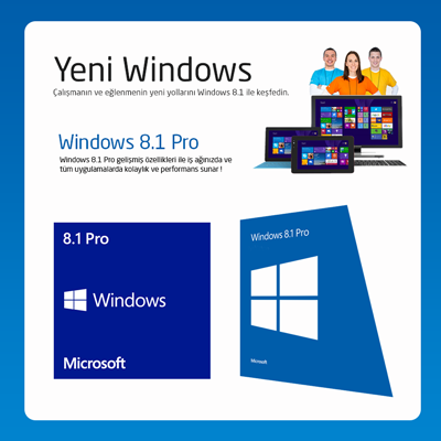 MICROSOFT WINDOWS 8.1 Pro, Türkçe, FQC-06963, 32 Bit, OEM DVD 