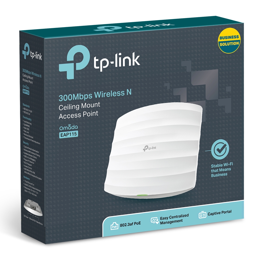 TP-LINK EAP115, 300Mbps, 2x3dBi, Tavan Tipi Wireless N Access Point / Omada Runrate