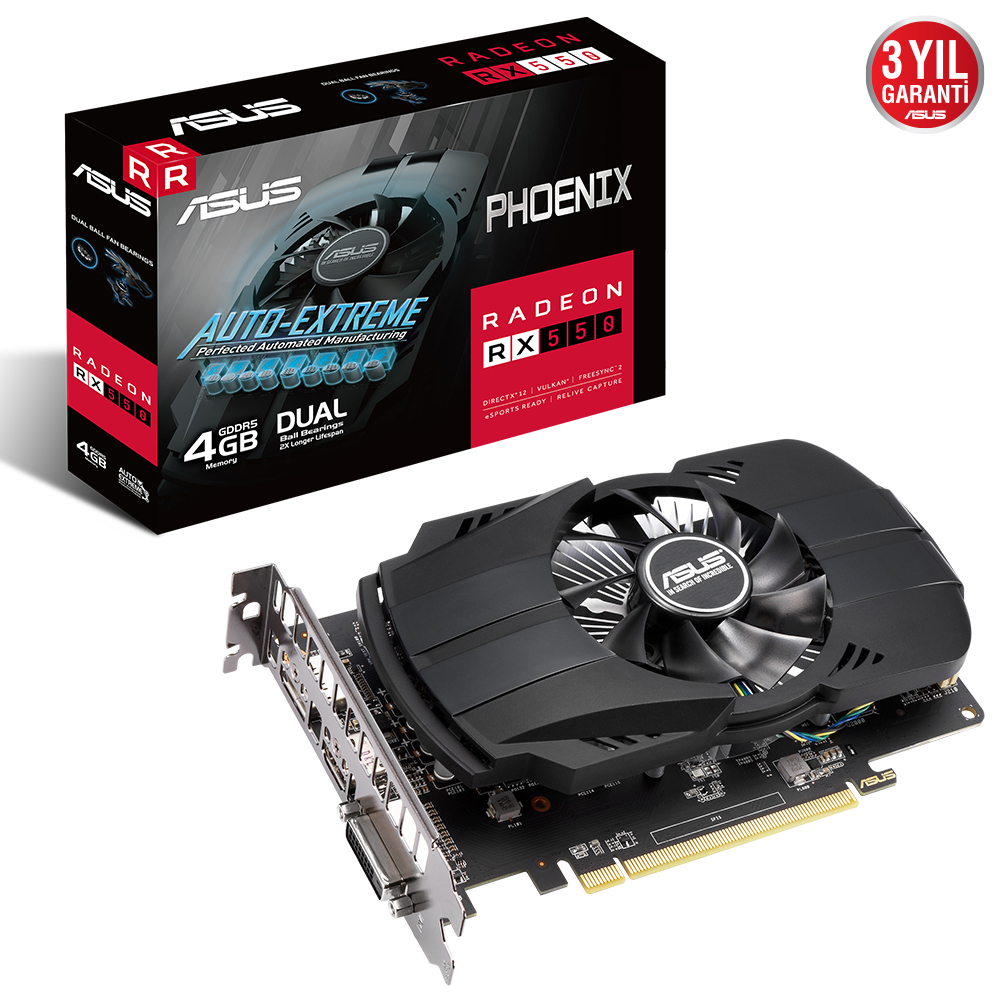 ASUS PH-RX550-4G-EVO 128Bit GDDR5 4GB Ekran Kartı