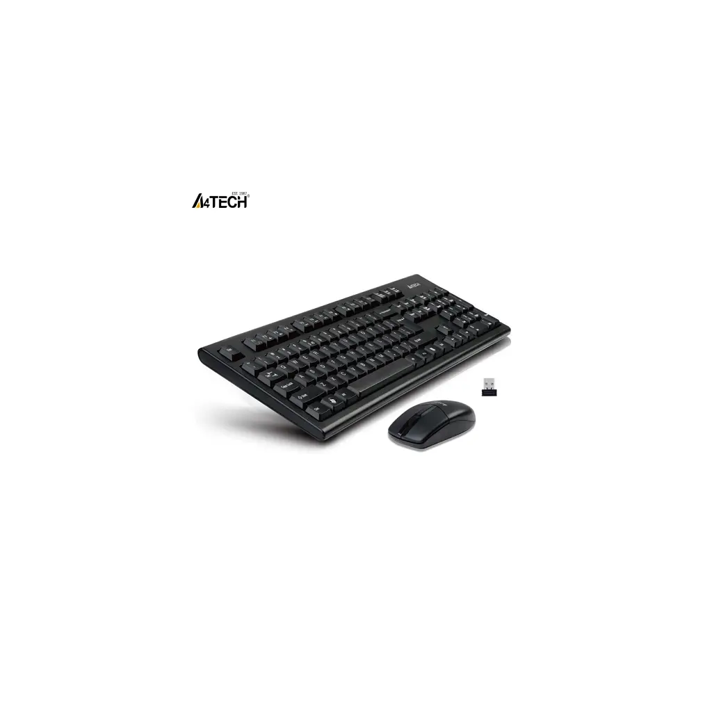 A4 TECH 4100 - Kablosuz Q Türkçe Siyah Multimedya Klavye - Mouse Set