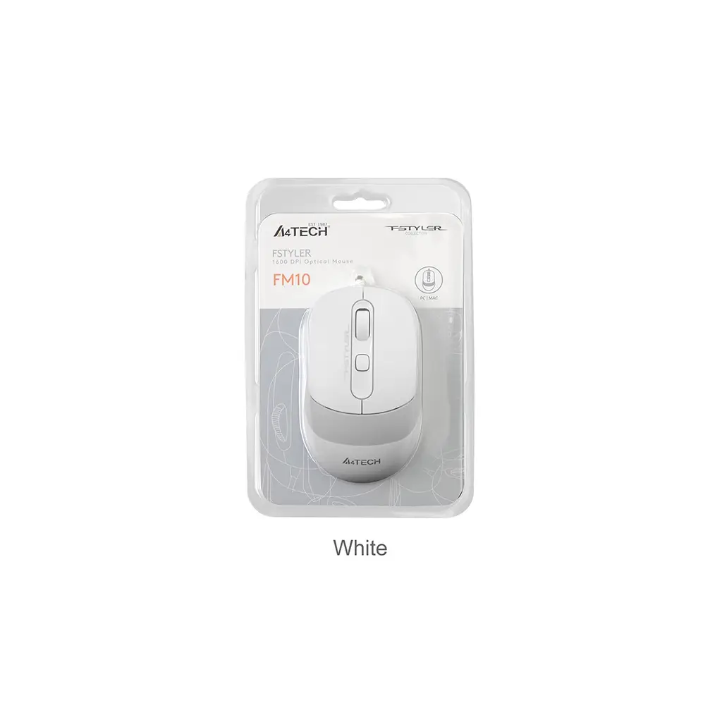 A4 TECH FM10 Kablolu USB Optik 1600DPI Beyaz Mouse