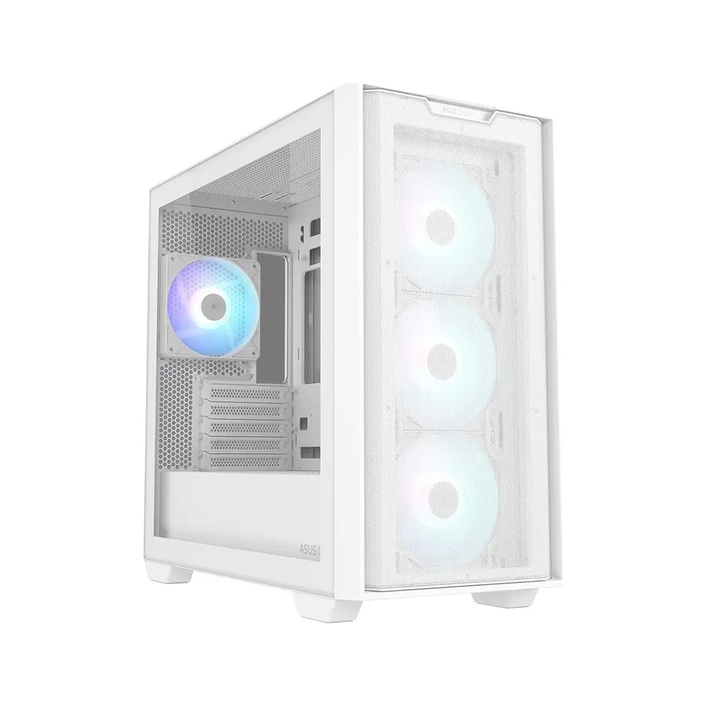 ASUS A21 PLUS 360 MM SOĞUTUCU ALANI 380 MM UZUNLUĞA KADAR EKRAN KARTI VE STANDART ATX PSU DESTEKLİ GİZLİ KABLO BÖLMELİ MICRO-ATX FANLI KASA BEYAZ