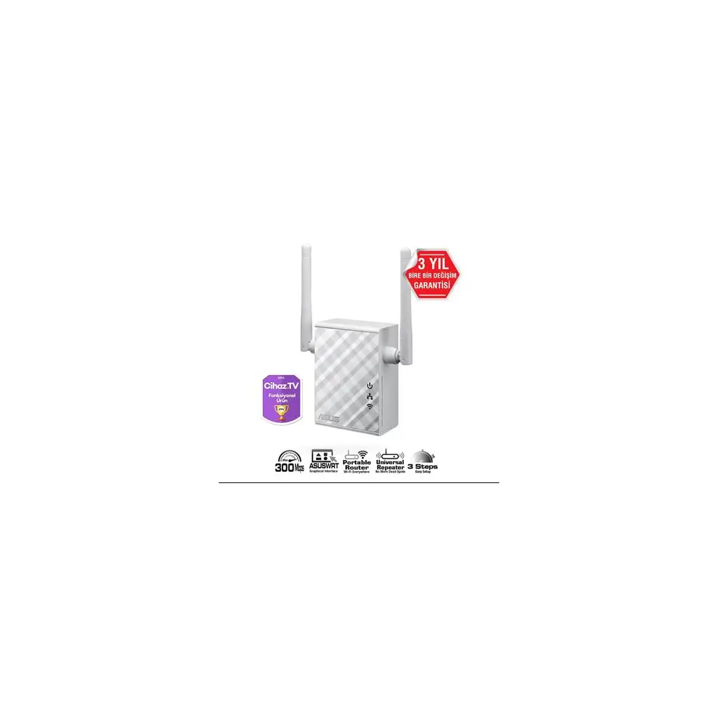 ASUS RP-N12, 300Mbps, N300 Menzil Arttırıcı / Acess Point / Medya Köprüsü