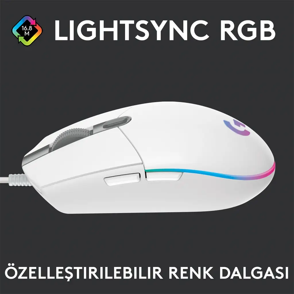 LOGITECH G G102 LIGHTSYNC OYUNCU MOUSE BEYAZ 910-005824