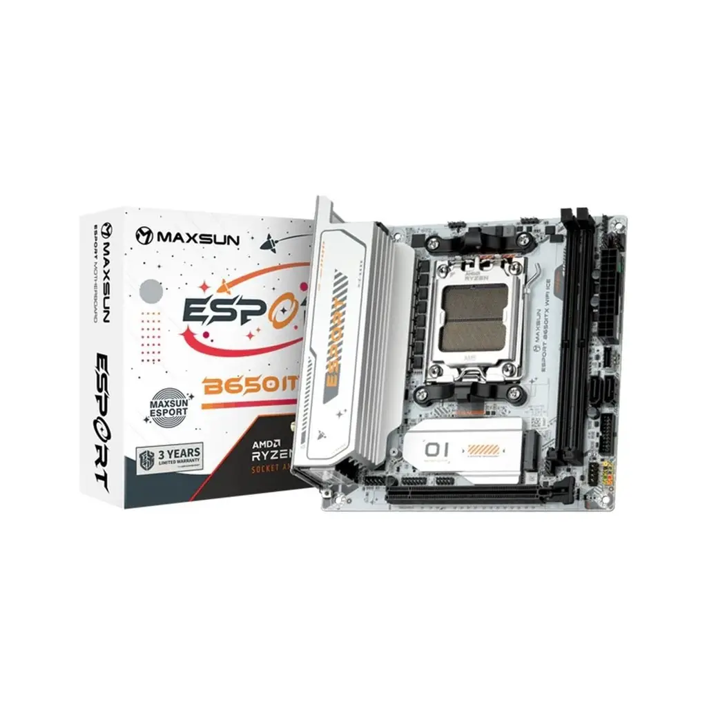 Maxsun eSport B650M WIFI ICE AM5 DDR5 6000 Mhz M.2 HDMI mAtx AMD Anakart Beyaz