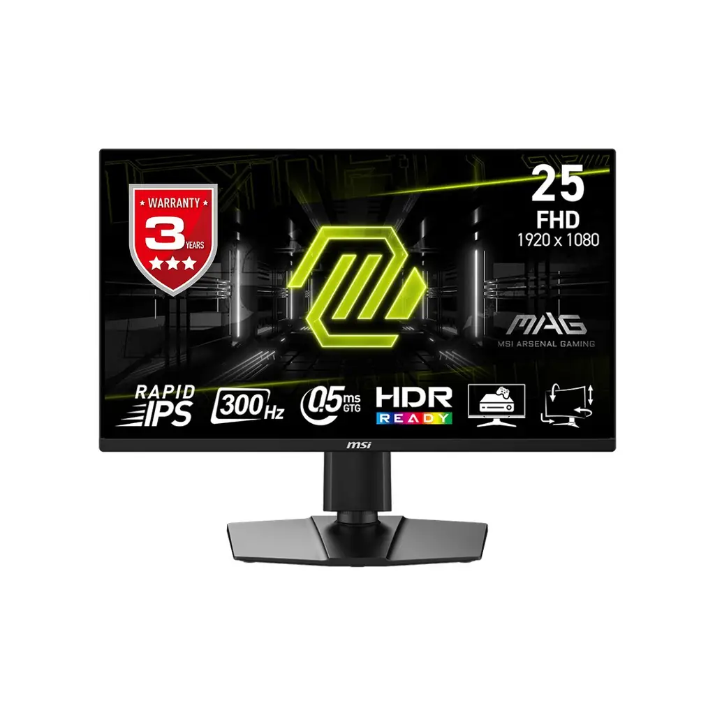 MSI 24.5" MAG 255PXF 1920x1080 (FHD) 16:9 FLAT RAPID IPS 300HZ 0.5MS (GTG) FREESYNC PREMIUM PIVOT GAMING MONITOR