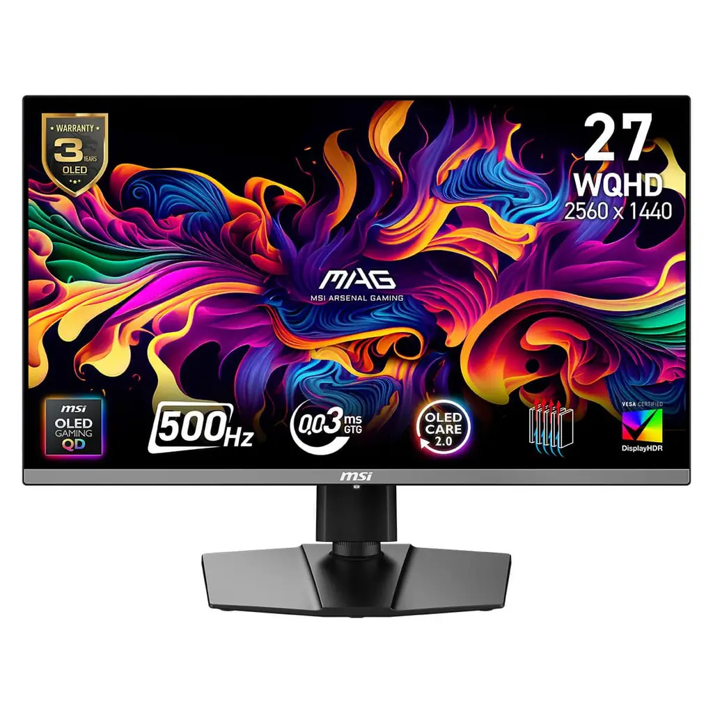 MSI 26.5" MAG 272QP QD-OLED X50 2560x1440 (WQHD) 16:9 FLAT QD-OLED 500HZ 0.03MS FREESYNC PREMIUM PRO PIVOT GAMING MONITOR