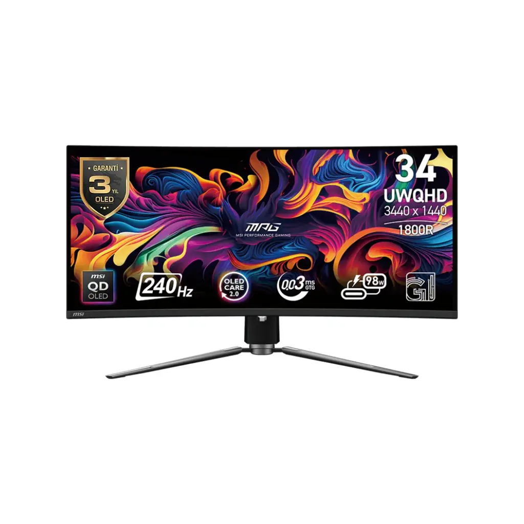 MSI 34 MPG 341CQPX QD-OLED 3440x1440 (UWQHD) 21:9 CURVE 1800R QD-OLED 240HZ 0.03MS ADAPTIVE-SYNC GAMING MONITOR