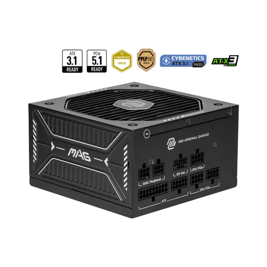 MSI PSU MAG A750GLS PCIE5 ATX V3.1 750W PCIE 5.1 READY 80+ GOLD POWER SUPPLY
