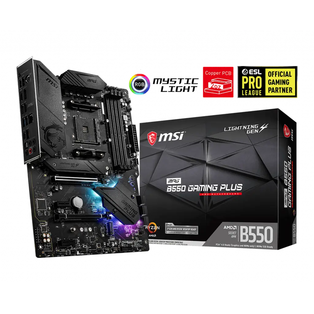 MSI MPG B550 GAMING PLUS AM4 DDR4 4400(OC) HDMI DP M.2 USB3.2 RGB ATX