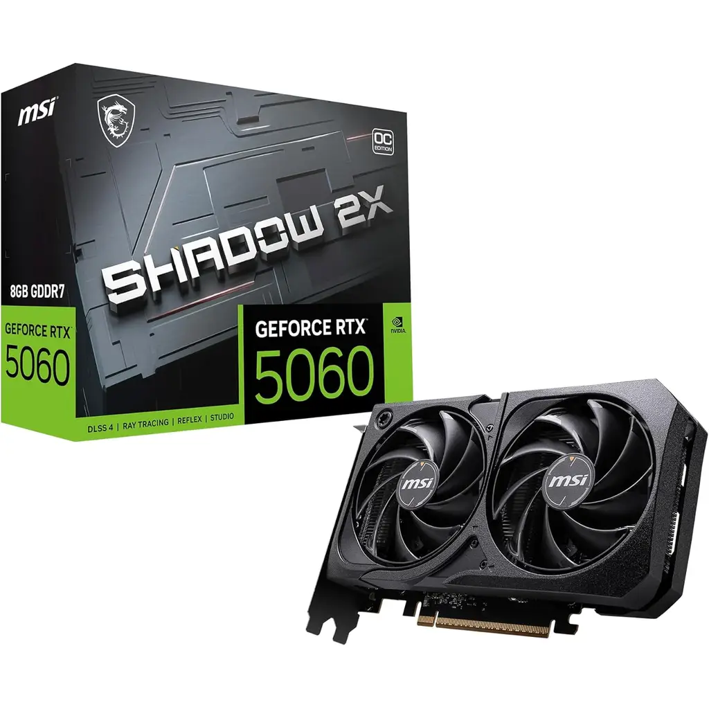 MSI VGA GEFORCE RTX 5060 8G SHADOW 2X OC RTX5060 8GB GDDR7 128B DX12 PCIE 5.0 X16 (3XDP 1XHDMI)