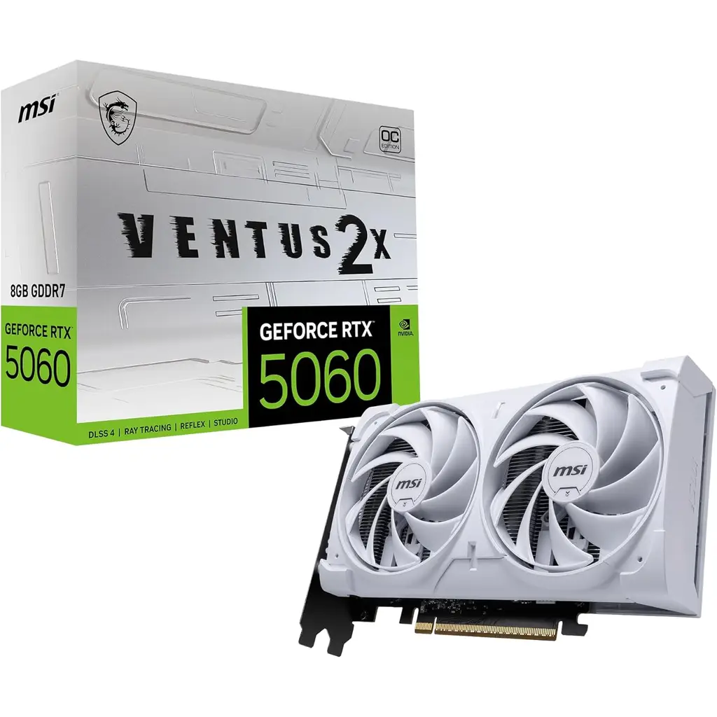 MSI VGA GEFORCE RTX 5060 8G VENTUS 2X OC WHITE RTX5060 8GB GDDR7 128B DX12 PCIE 5.0 X16 (3XDP 1XHDMI)