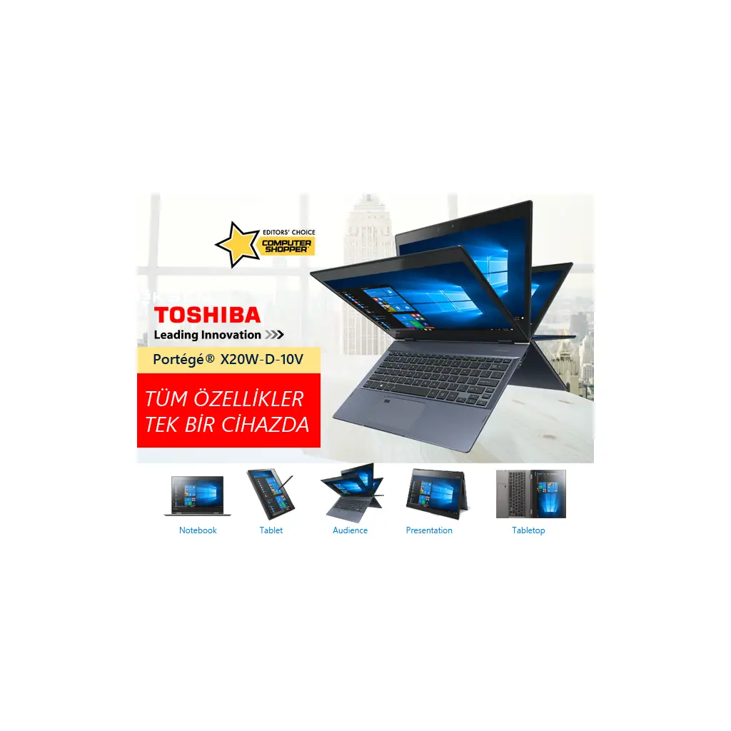 TOSHIBA Portege X20W-D-10V, i7 8GB 512GB SSD 12.5" Full HD Dokunmatik Win10 Pro