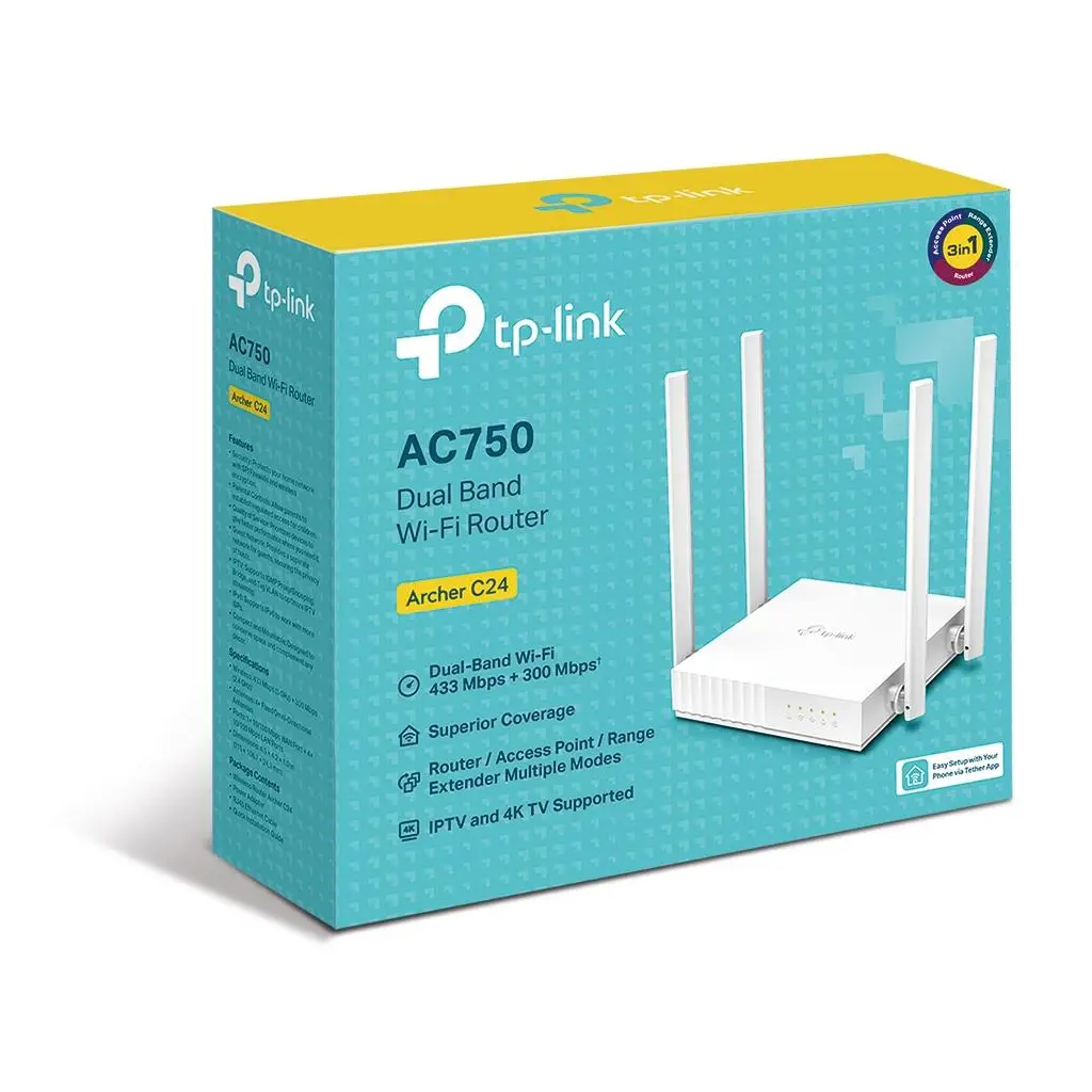 TP-LINK Archer C24 AC750 KABLOSUZ DUAL BAND ROUTER