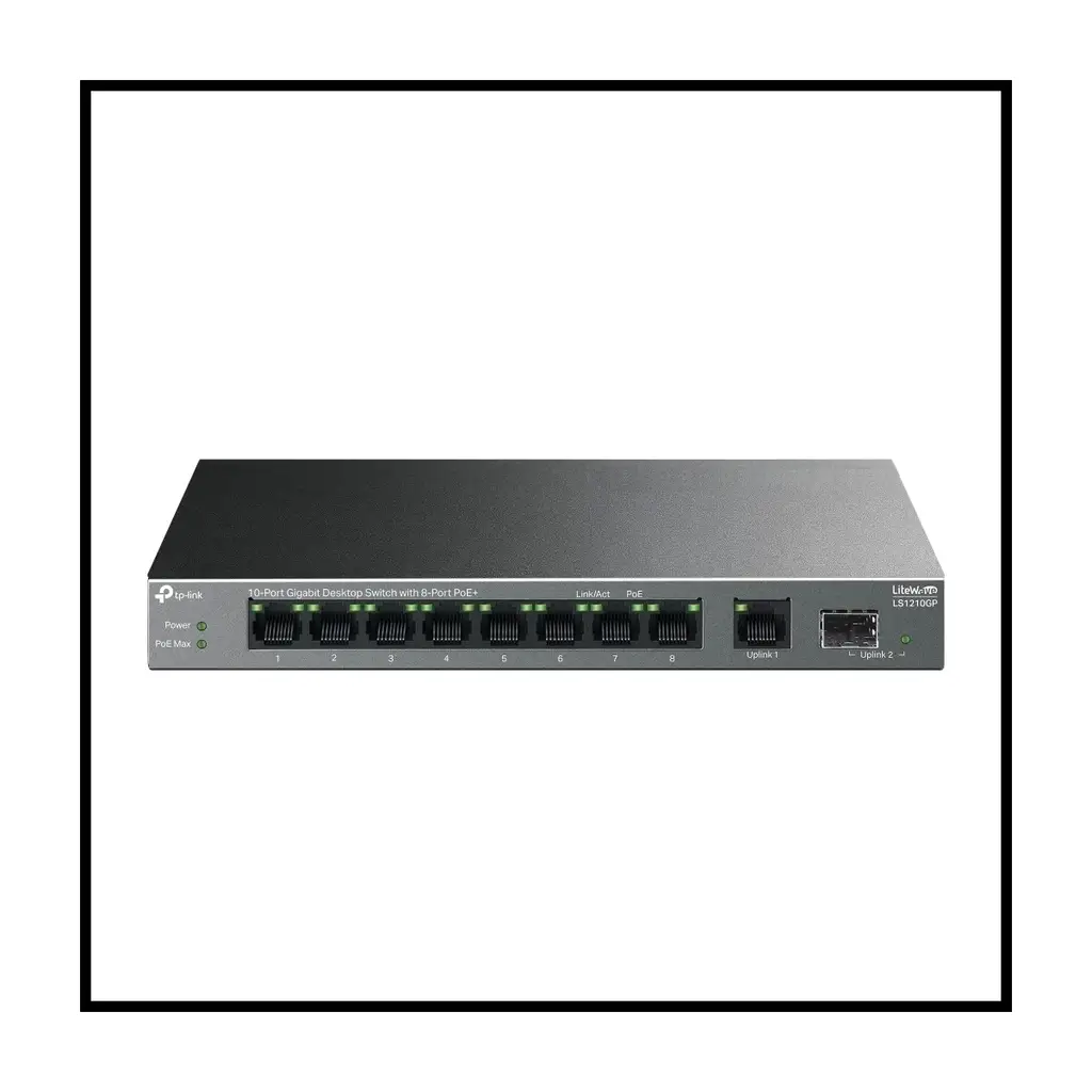 TP-LINK LS1210GP, Green Tech, 10 port Gigabit, 9 Port POE, +1 Port Gigabit SFP, 61W, Yönetilemez Masaüstü Switch